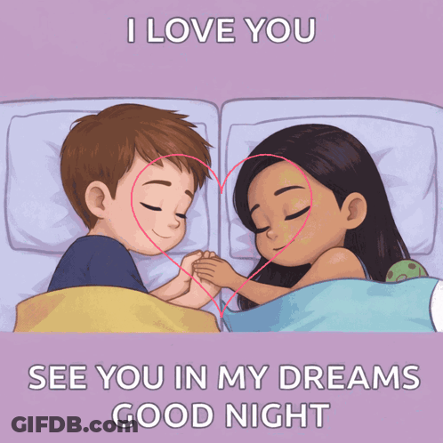 Boy And Girl Holding Hands Saying I Love You Good Night GIF