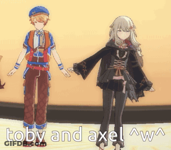 Boy And Girl Holding Hands Saying Toby And Axel GIF