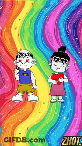 Boy And Girl Holding Heart With Zhot GIF