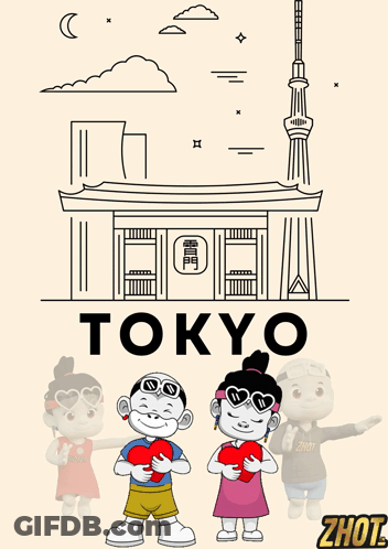 Boy And Girl Holding Hearts Tokyo GIF