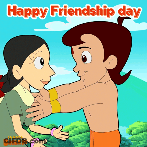 Boy And Girl Hugging Happy Friendship Day GIF