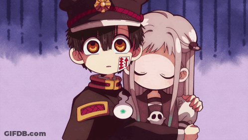 Boy And Girl Hugging, Skull On Chest GIF