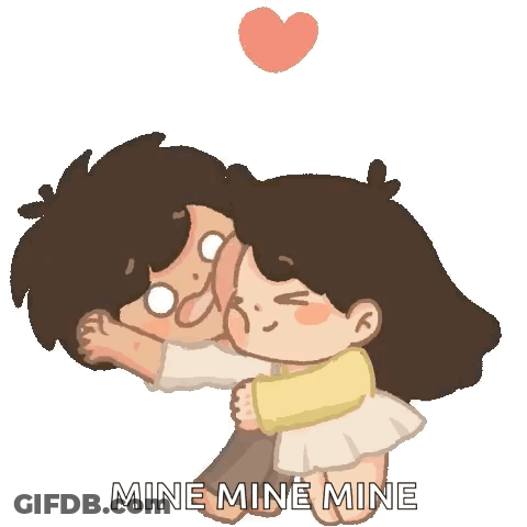 Boy And Girl Hugging With Mine Mine Mine GIF