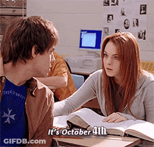 Boy And Girl In Classroom Girl Says It's October 4Th GIF