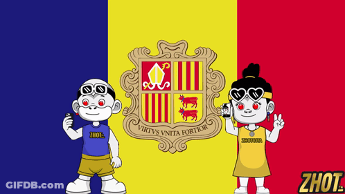 Boy And Girl In Front Of Virtus Vnita Fortion Shield GIF