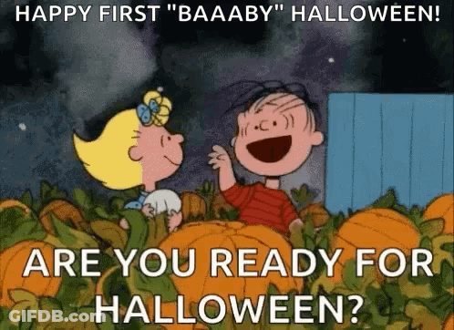 Boy And Girl In Pumpkin Field Are You Ready For Halloween GIF
