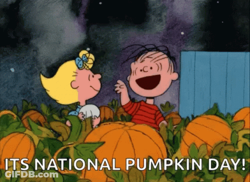 Boy And Girl In Pumpkin Field Saying Its National Pumpkin Day GIF