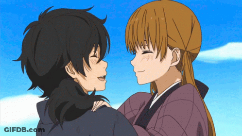 Boy And Girl Kissing Cartoon GIF