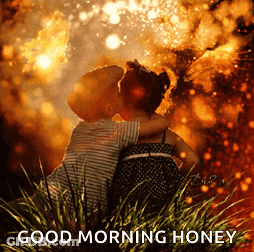 Boy And Girl Kissing Good Morning Honey GIF