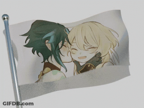 Boy And Girl Kissing On Flag GIF