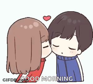 Boy And Girl Kissing With Heart GIF