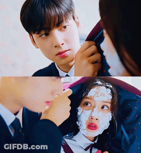 Boy And Girl Looking At Each Other Girl With Mask GIF
