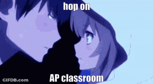Boy And Girl Looking At Each Other Hop On AP Classroom GIF