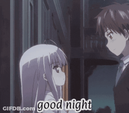 Boy And Girl Looking At Each Other Saying Good Night GIF