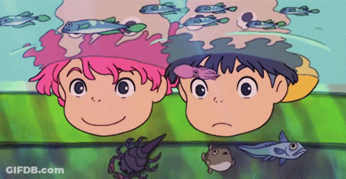 Boy And Girl Looking At Fish GIF