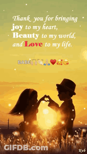 Boy And Girl Making Heart Shape In Field GIF