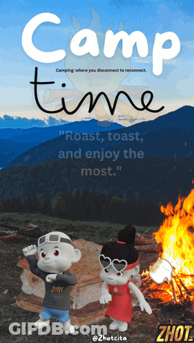 Boy And Girl Near Campfire Poster GIF