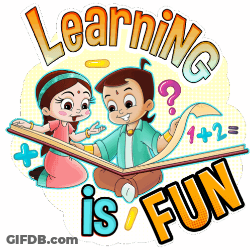 Boy And Girl Reading Book Saying Learning Is Fun GIF