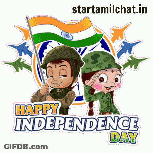 Boy And Girl Saluting Happy Independence Day GIF
