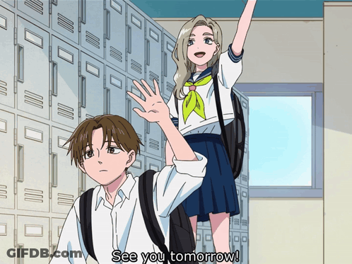 Boy And Girl Saying See You Tomorrow GIF