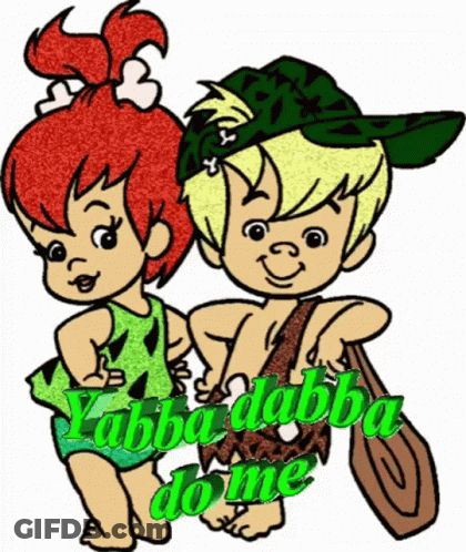 Boy And Girl Saying Yabba Dabba Do Me GIF