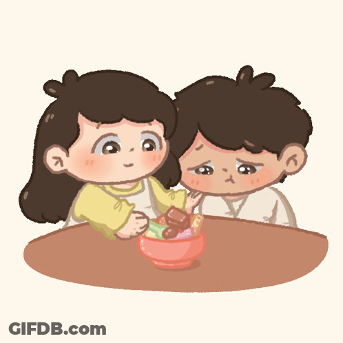 Boy And Girl Sitting At Table GIF