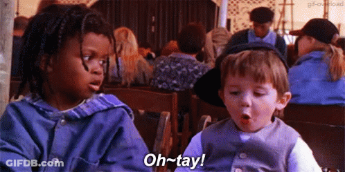 Boy And Girl Sitting In Church Saying Oh-Tay GIF