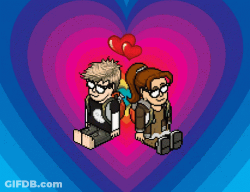 Boy And Girl Sitting In Front Of Heart GIF