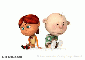 Boy And Girl Sitting Next To Each Other With 3Dcartoonmodels.com GIF