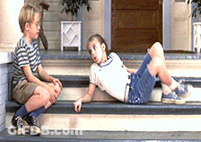 Boy And Girl Sitting On Stairs GIF