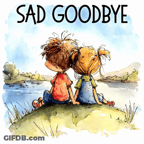 Boy And Girl Sitting Sad Goodbye GIF
