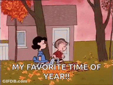 Boy And Girl Sitting Under Tree Saying My Favorite Time Of Year GIF