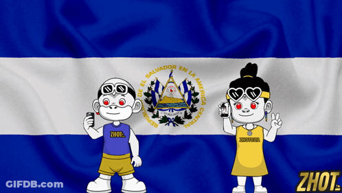 Boy And Girl Standing Before El Salvador Flag GIF