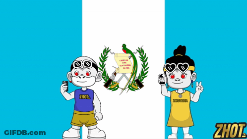 Boy And Girl Standing Before Zhot Flag GIF