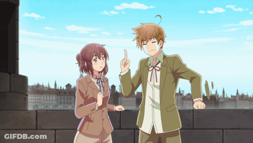 Boy And Girl Standing Girl Pointing Up GIF
