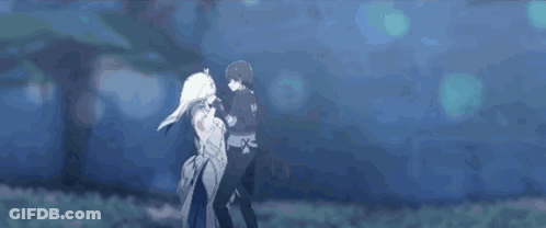 Boy And Girl Standing In Dark Room GIF