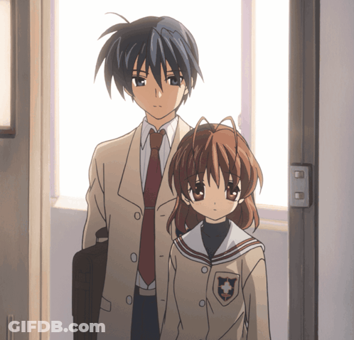 Boy And Girl Standing In Doorway GIF