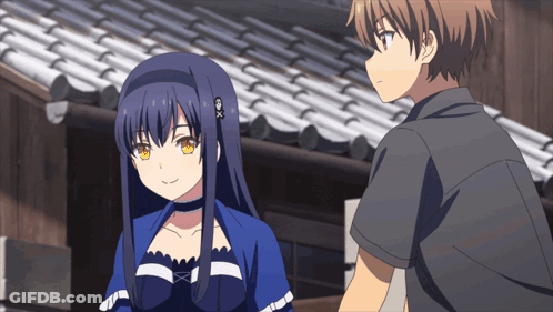 Boy And Girl Standing In Front Of Building GIF