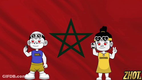 Boy And Girl Standing In Front Of Flag Saying Zhout GIF