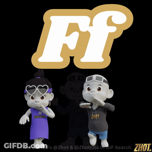 Boy And Girl Standing In Front Of Letter F GIF