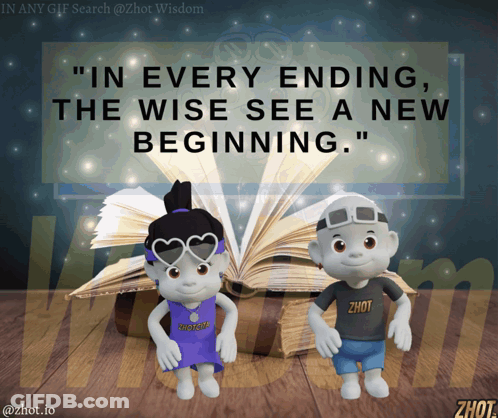 Boy And Girl Standing In Front Of Open Book GIF