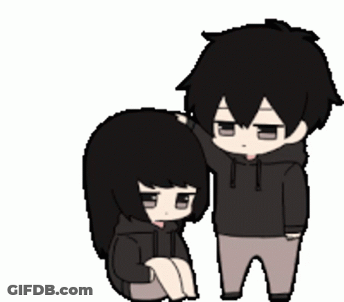 Boy And Girl Standing In Pixel Art GIF