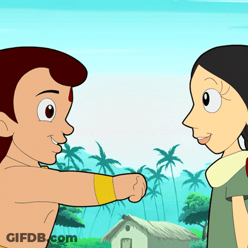 Boy And Girl Standing Next To Each Other Cartoon GIF