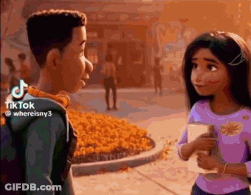 Boy And Girl Standing Next To Each Other GIF