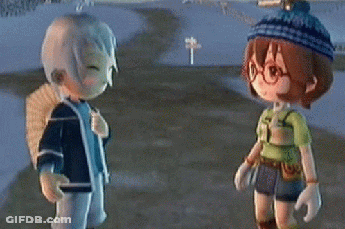 Boy And Girl Standing Next To Each Other In Game GIF