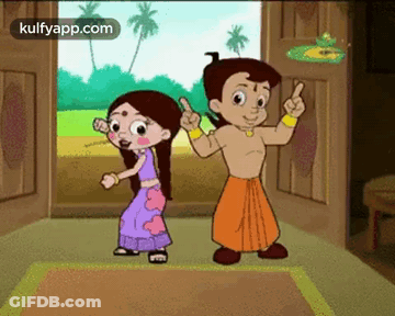 Boy And Girl Standing Next To Each Other Pointing GIF