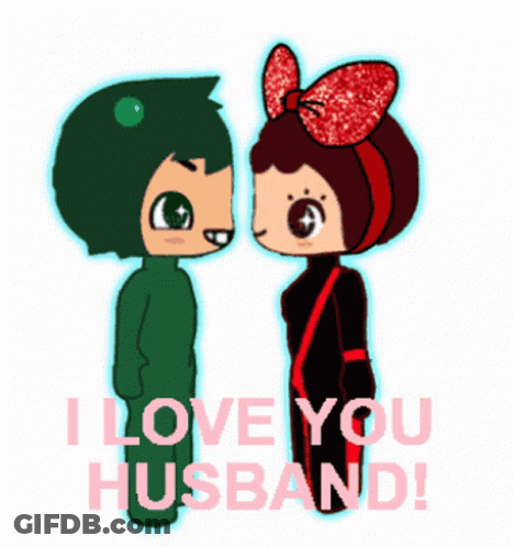 Boy And Girl Standing Together Saying I Love You Husband GIF