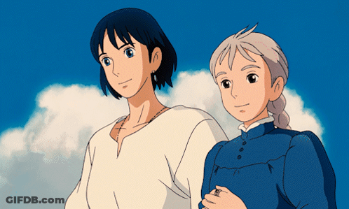 Boy And Girl Standing Under Blue Sky GIF