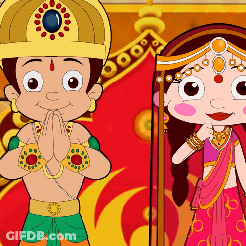 Boy And Girl Standing With Hands Folded GIF