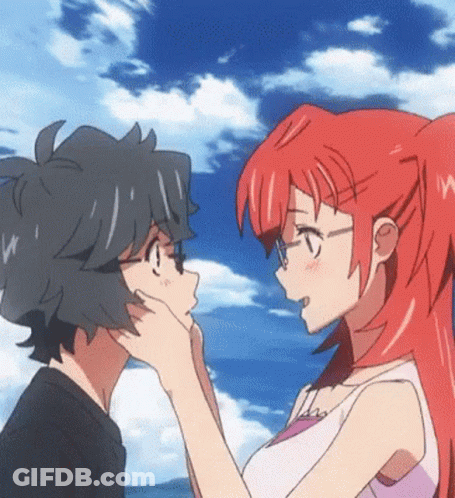 Boy And Girl Touching Faces Anime GIF